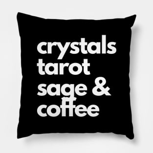 crystals, tarot, sage & coffee Pillow