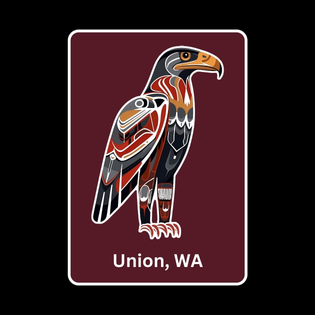 Union Washington Native American Indian American Red Background Eagle Hawk Haida by twizzler3b