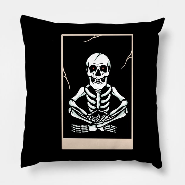 Yoga skull Pillow by gggraphicdesignnn