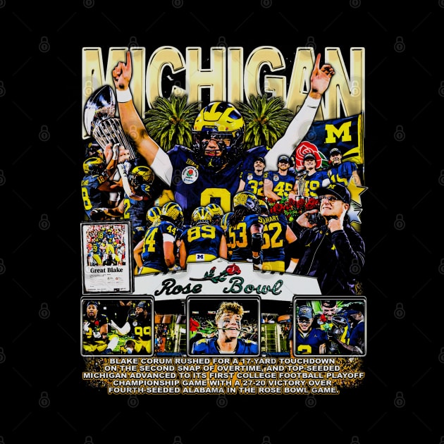 Michigan Champs Rose Bowl by Richard Michaud Art