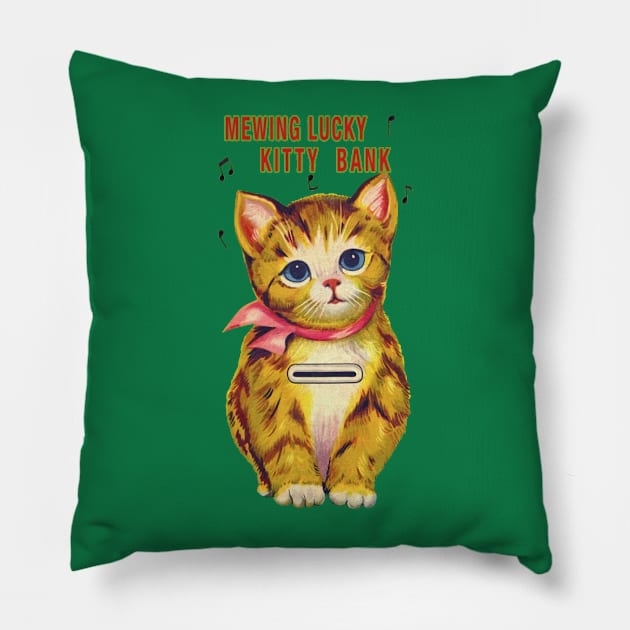 Mewing Lucky Kitty Bank Pillow by hansip88