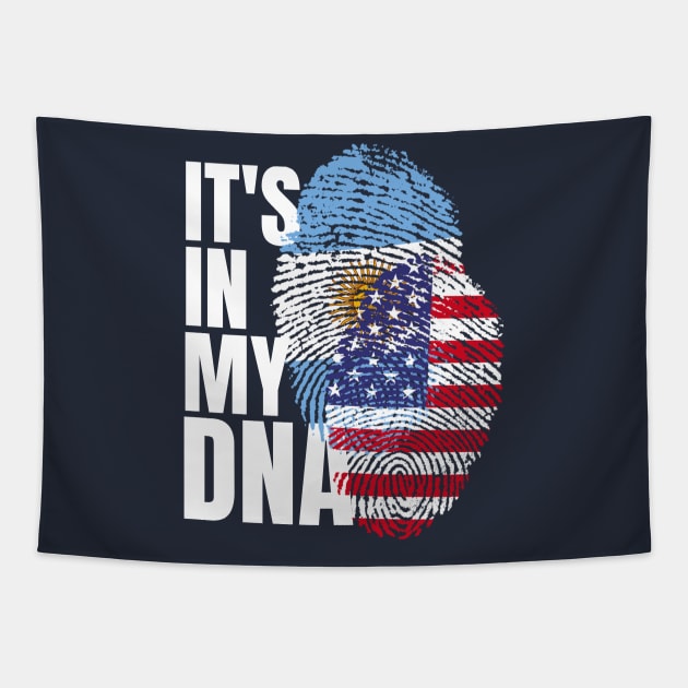 Argentinian And American Mix DNA Heritage Flag Gift Tapestry by Just Rep It!!