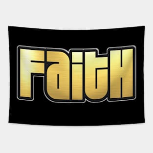 Shiny black and Gold FAITH word ver4 Tapestry