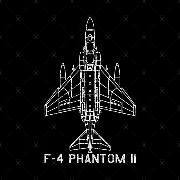 F-4 Phantom II American Airplane Aircraft Blueprint Plane Art by Battlefields