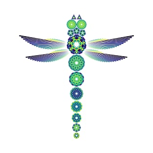 Mandala Dragonfly | Citrine Emerald Sapphire Yellow Green Blue (White) T-Shirt