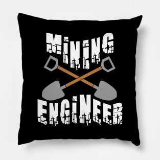 Mining Engineer Crossed Shovels White Text Pillow