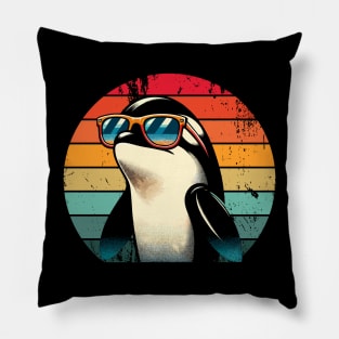 Retro Orca in Sunglasses Pun Meme BBQ Pool Party Funny Orca Pillow