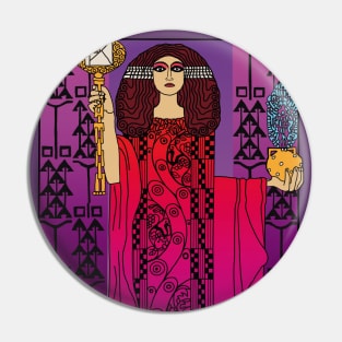 Art nouveau lady 3 (red on purple) Pin