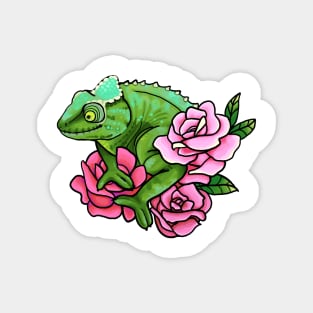 Chameleon with Roses Magnet