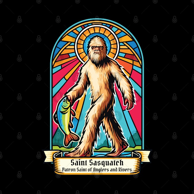 Saint Sasquatch Patron of Anglers - Fishing Legend Graphic by Graphic Duster