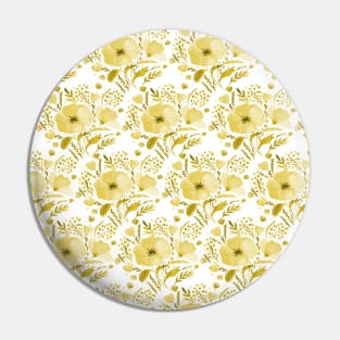 Watercolor poppies bouquet pattern - yellow Pin