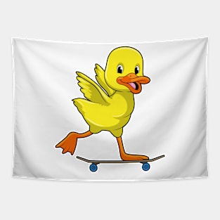 Duck as Skater with Skateboard Tapestry