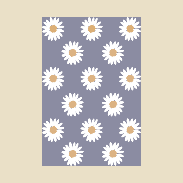 muted purple neutral camel daisy flower floral pattern by opptop