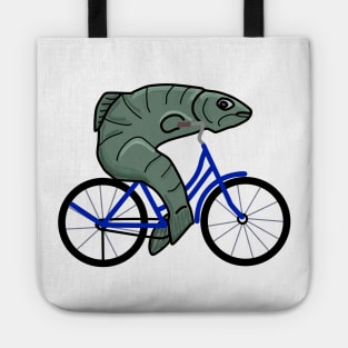 Fish on a bicycle Tote