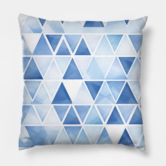 Light Blue Triangle Geometric Pattern Pillow by Trippycollage