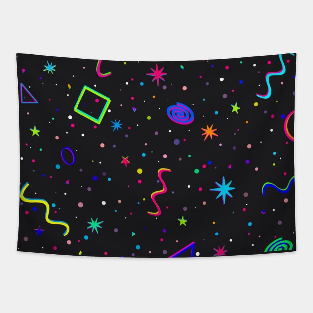 90's 2000's Carpet Pattern Design - y2k Neon Bowling Alley Arcade Movie Theater Skate Rink Carpet Dreamcore Nostalgia Tapestry by blueversion