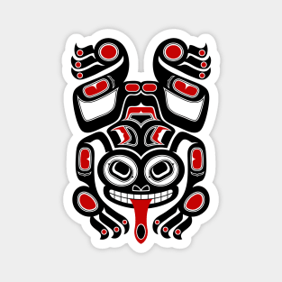 Red and Black Haida Spirit Tree Frog Magnet