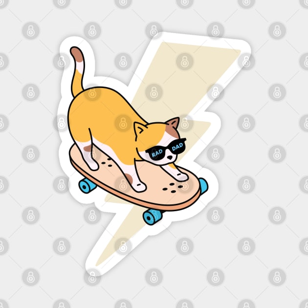 Rad Dad Skater Calico Cat Skater Kitty Magnet by Flourescent Flamingo