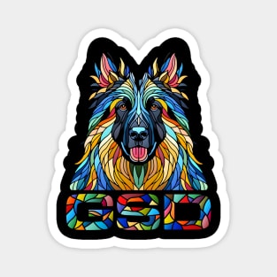 German Shepherd - Colorful Mosaic Art Magnet