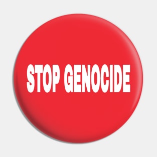 STOP GENOCIDE - White - Red, White and  Blue - Double-sided Pin