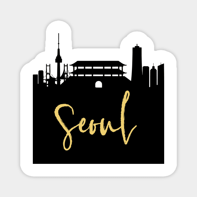 SEOUL SOUTH KOREA DESIGNER SILHOUETTE SKYLINE ART Magnet by deificusArt