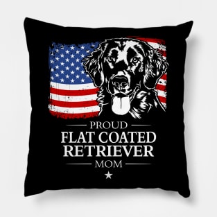 Proud Flat Coated Retriever Mom American Flag patriotic dog Pillow