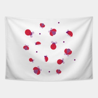 Red ladybugs and purple dots Tapestry