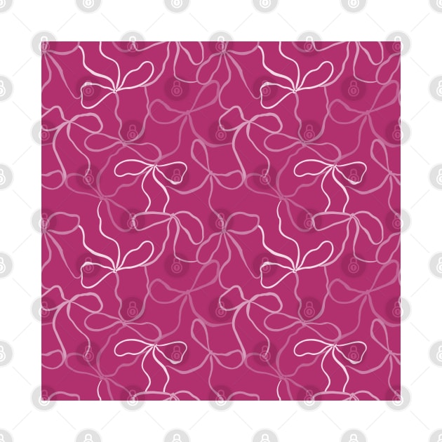 Coquette Pink Bows on a dark pink background pattern by marufemia