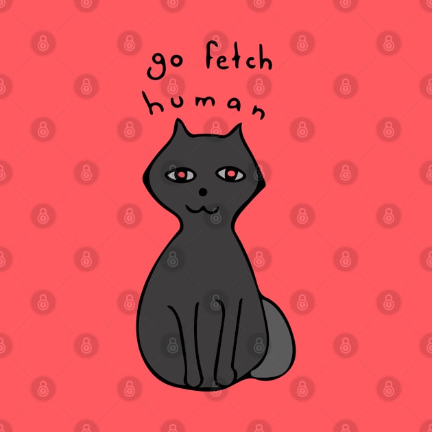 Go Fetch, Human!  Funny Cute Cat Illustration by Davey's Designs