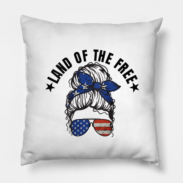 Womens Messy Bun Patriotic American Flag Pillow by luxembourgertreatable