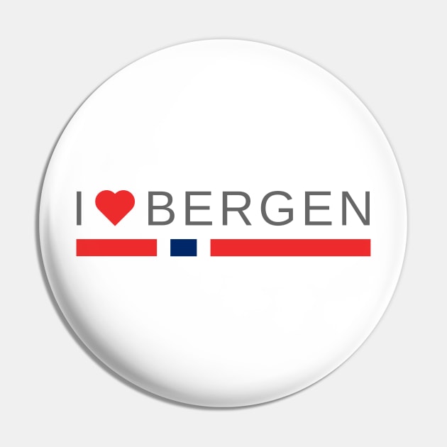 I Love Bergen Norway Pin by tshirtsnorway