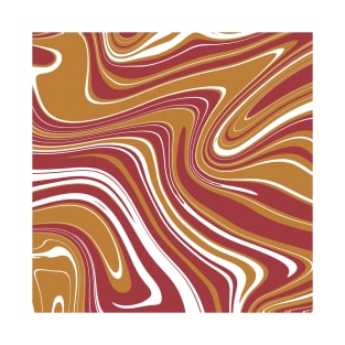 Red Brown Colors Marble Pattern Swirl Design Abstract Art Background T-Shirt