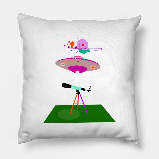 telescope and aliens Pillow by momomoma