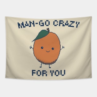 Man-Go Crazy for You, 8-Bit Pixel Art Mango Tapestry