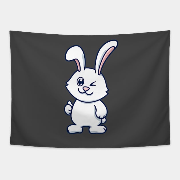 Cute Rabbit Giving Thumb Up Tapestry by garistipis