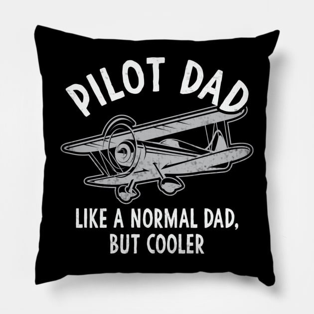 Pilot Dad Funny Aviation Enthusiast Retro Pillow by Visual Vibes