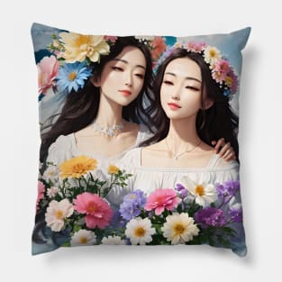 Celestial Blooms: Flowers in the Sky Pillow