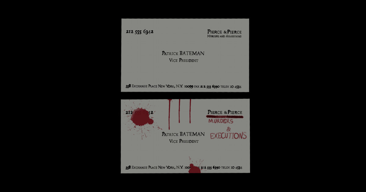 Patrick Bateman cards (pattern) American Psycho Sticker TeePublic