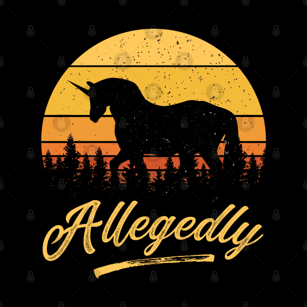 Allegedly Unicorn Funny Retro Distressed Sunset by BadDesignCo