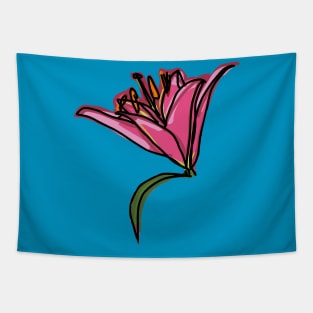 Pink Lily Flower Digital Painting Tapestry