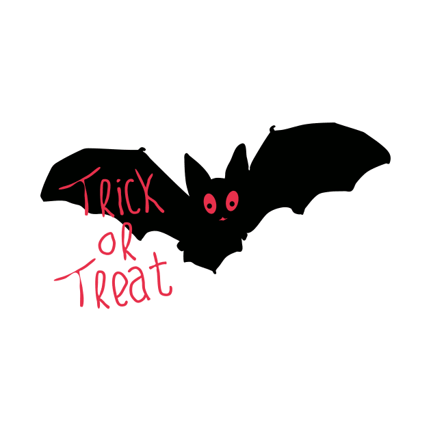 cute bat silhouette with trick or treat typography for halloween by bloomroge