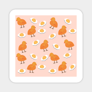 Cute Chicken and Egg Yolk Nursery Pattern Magnet