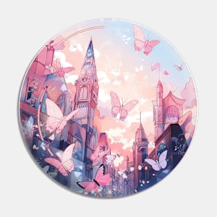 Pink city and butterflies Pin