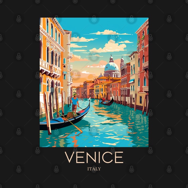 A Pop Art Travel Print of Venice - Italy by Studio Red Koala