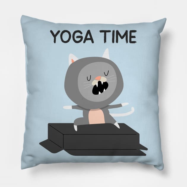Yoga Cat / Yoga Time / Yoga Training T-shirt / Cute Cat Doing Yoga Pillow by Redboy