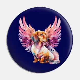 Watercolor Dachshund Angel 4 Pin