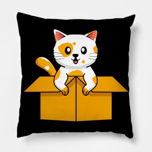 Cute Cat In A Cardboard Box Cat Lover Fun Pillow