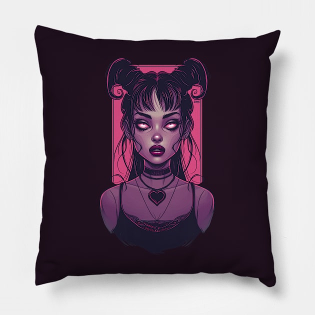 Pink Demon Girl Pillow by DarkSideRunners