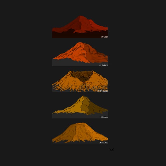 Cascade Volcanoes Red Orange Gold by FernheartDesign