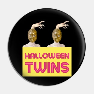 HALLOWEEN TWINS with Witch Hand (2) - Halloween Witches | Witch Mask | Halloween Costume Pin